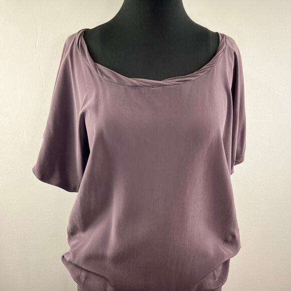 Anthropologie Left of Center Purple Bodycon Dress Boat Neck Short Sleeve M - Picture 2 of 8